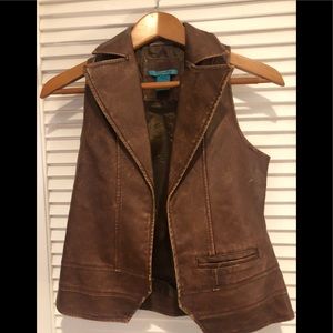 Faux brown leather vest